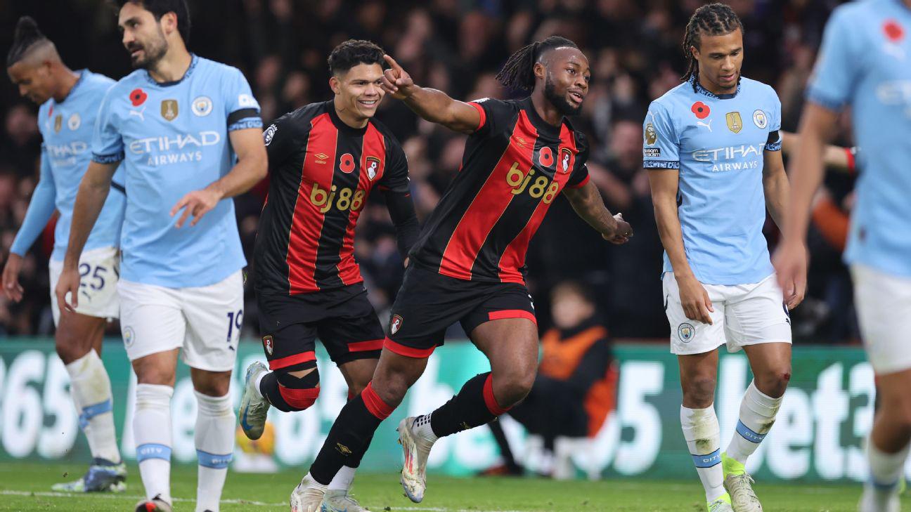 Bournemouth đã quật ngã Man City 2-1 trên sân nhà Vitality ở lượt đi mùa 2024/25