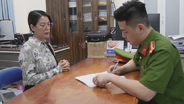 Trương Ngọc Ánh tại buổi làm việc với cơ quan điều tra.