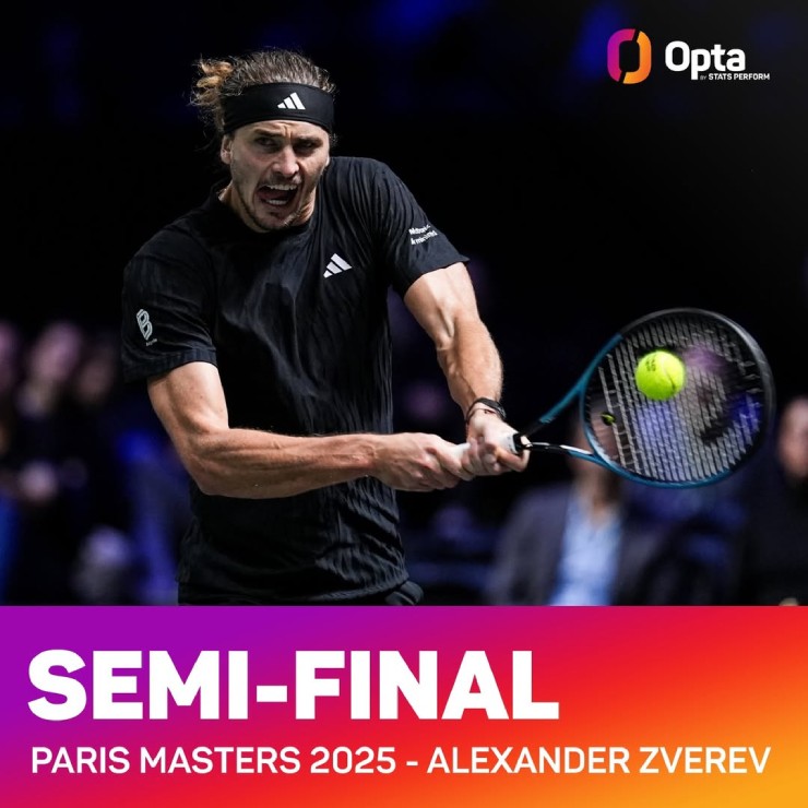 Zverev có 4 lần vào bán kết tại Paris Masters