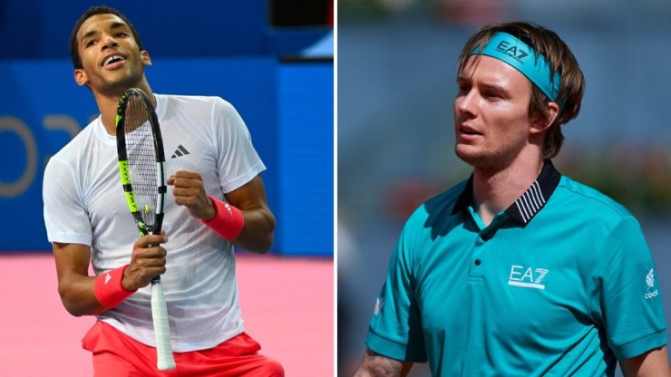 Auger Aliassime (áo trắng) và&nbsp;Bublik (áo xanh) hứa hẹn tạo ra trận đấu cân tài cân sức