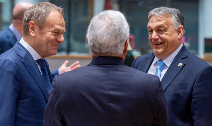 Thủ tướng Ba Lan Donald Tusk và Thủ tướng Hungary Viktor Orban tại Brussels, tháng 3/2024. Ảnh: ECFR