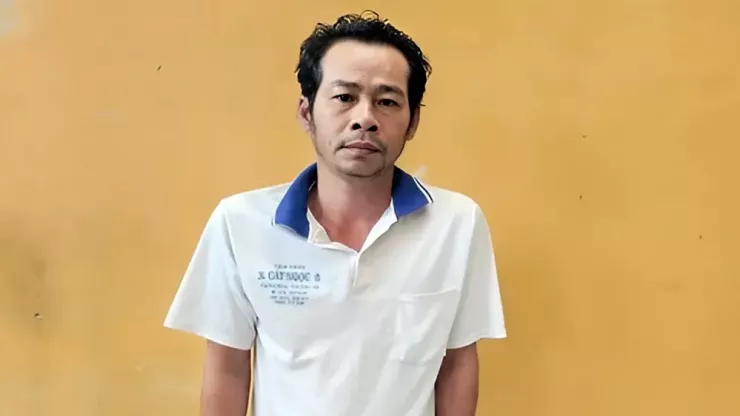 Bị can Nguyễn Văn Thanh Phương tại cơ quan công an. Ảnh: CAAG