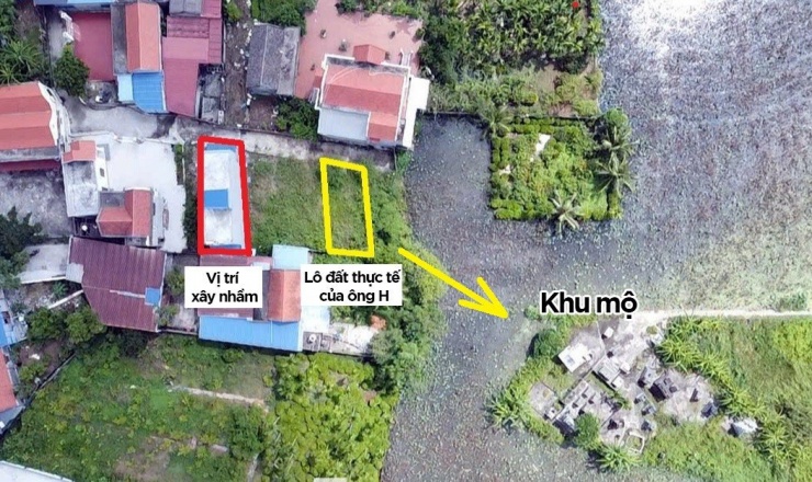 Vị trí 2 lô đất của bà Loan và ông Hữu. Ảnh: T.H