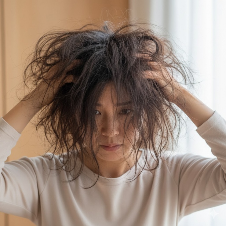 Mùa hanh khô khiến tóc dễ bị xơ rối, gãy rụng...