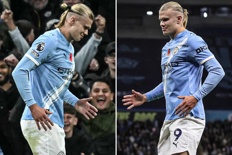 Haaland ăn mừng theo kiểu "người máy" sau khi sút tung lưới Bournemouth 2 lần