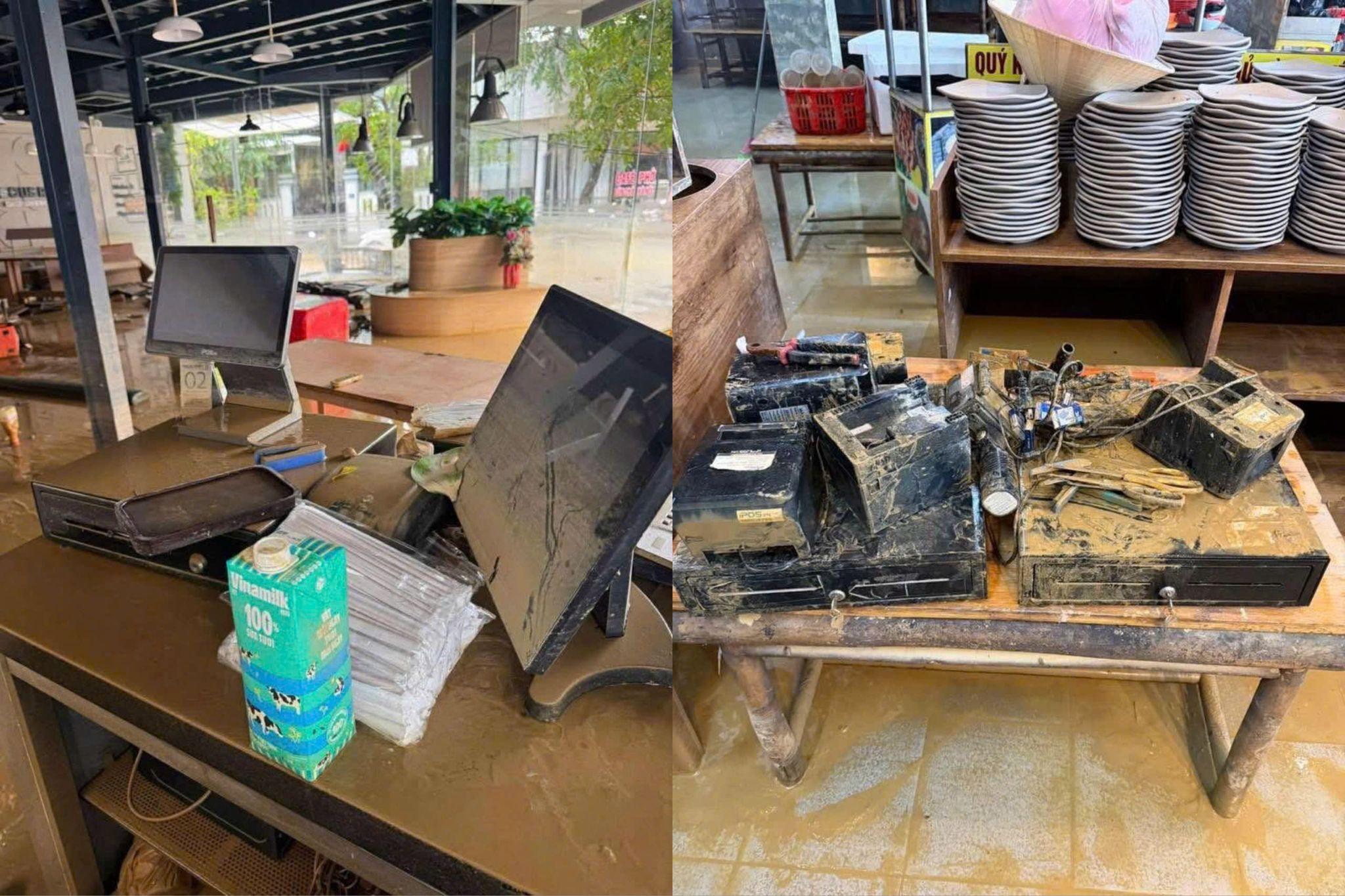 Nhiều chủ hộ F&B Huế xót xa trước cảnh hàng hóa bị bùn đất phủ kín, thiết bị hư hỏng, tủ kệ ngổn ngang... (Nguồn ảnh: iPOS.vn)