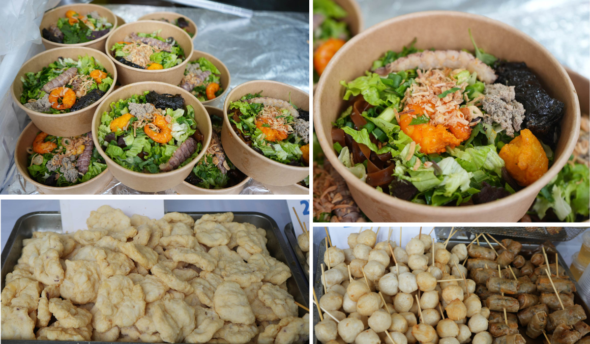 Quảng Ninh nổi tiếng với ẩm thực hải sản phong phú, đặc biệt là bún hải sản kết hợp cùng tôm, mực, bề bề, ăn kèm rau sống. Ngoài ra, còn có xiên mực, chả mực Hạ Long thơm giòn, dai mềm, là món quà đặc sản "vạn người mệ".