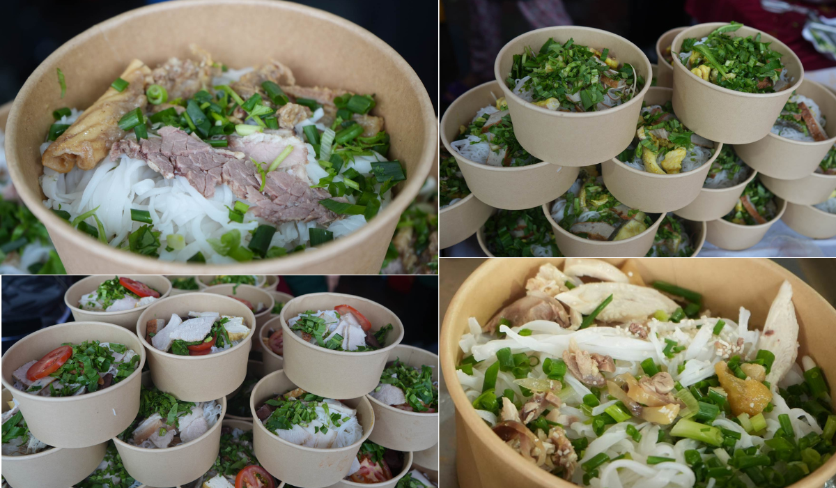 Các loại phở bò, phở gà, bún cá có giá từ 50.000 - 60.000 đồng/suất.