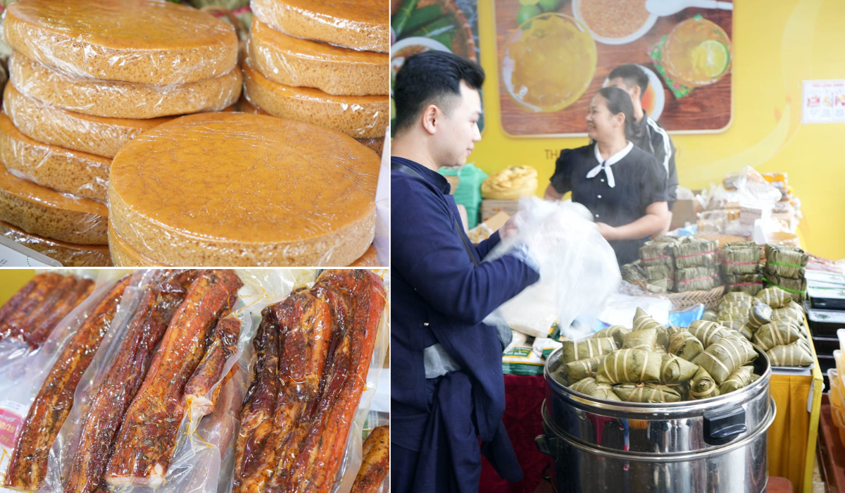 Đặc sản Cao Bằng với các món: Thạch găng, bánh bò, bánh cuốn trứng, thịt gác bếp,...