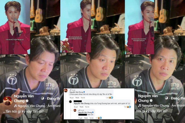 Gương mặt của nhạc sĩ Nguyễn Văn Chung "biến sắc" theo từng lời "hơn thua" của Tăng Duy Tân.
