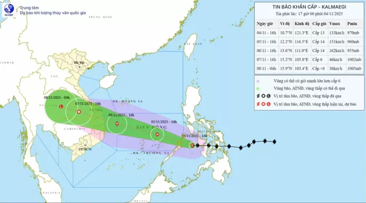 Lúc 17 giờ chiều nay, dù bão chưa vào Biển Đông nhưng cơ quan Khí tượng Thuỷ văn quốc gia đã quyết định ban hành tin bão khẩn cấp.