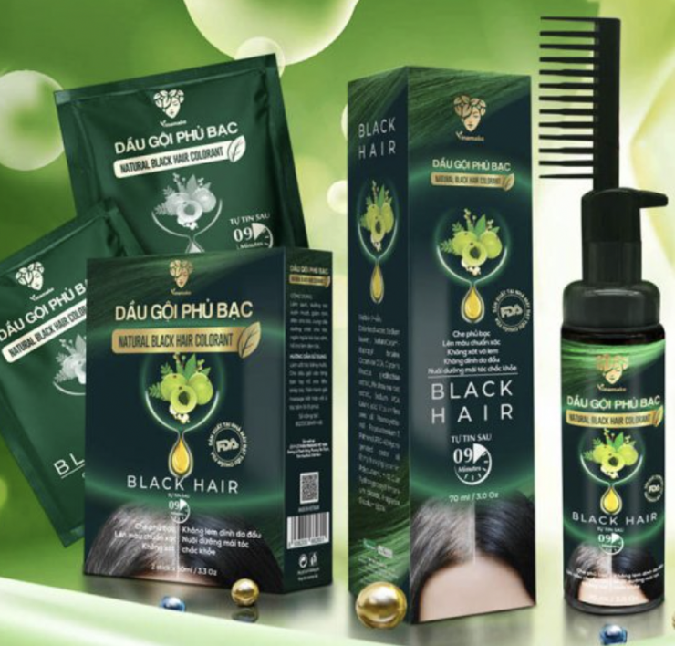 Cơ quan chức năng xác định sản phẩm Dầu gội phủ bạc Natural Black Hair Colorant (nhãn hàng Vinamake) là hàng giả.
