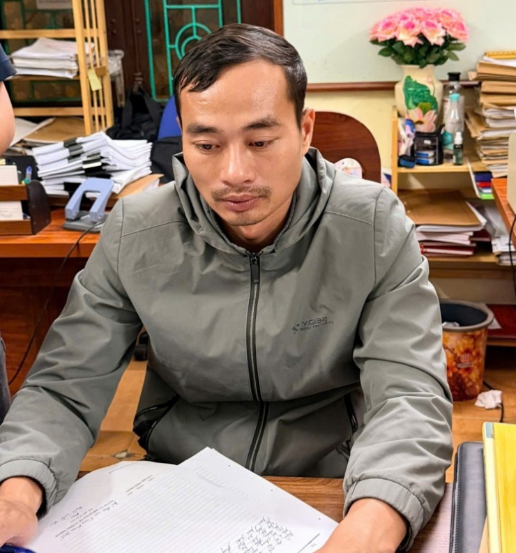 Đối tượng Đoàn Văn Đại tại cơ quan Công an.