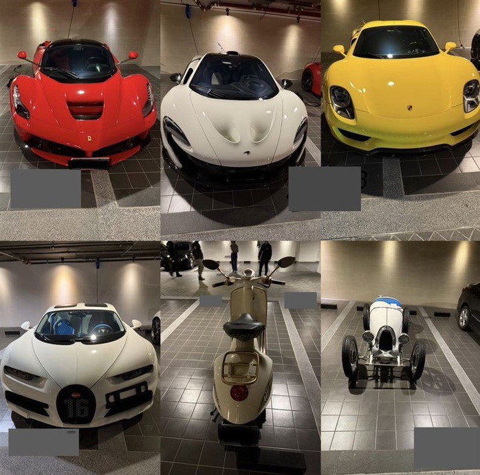 Cơ quan chức năng Đài Loan tịch thu 26 chiếc xe hơi và phương tiện cao cấp. Ảnh: Cục điều tra Đài Loan