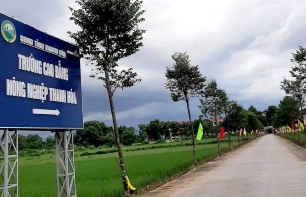 Lối vào Trường Cao đẳng Nông nghiệp Thanh Hoá tại xã Triệu Sơn, tỉnh Thanh Hoá.