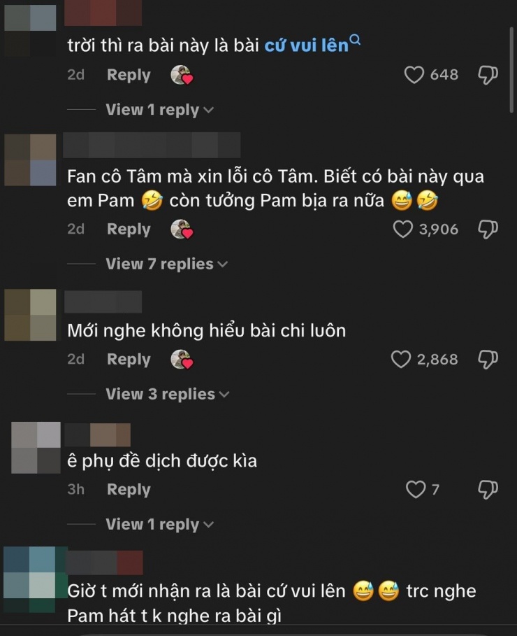 Khán giả giờ mới nhận ra tên bài hát mà Pam cover của cô Mỹ Tâm.