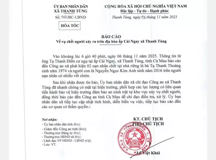Báo cáo ban đậu vụ án mạng sáng nay.