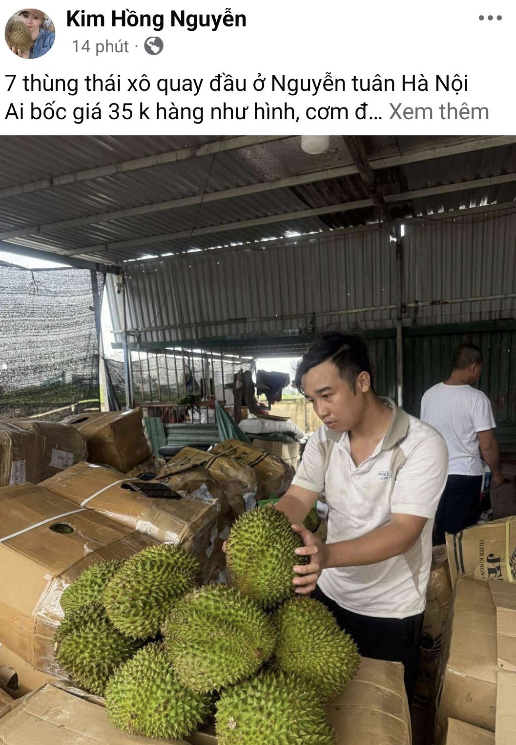 Sầu riêng rao bán tại Hà Nội với giá chỉ 35 nghìn đồng/kg. (Ảnh chụp màn hình)