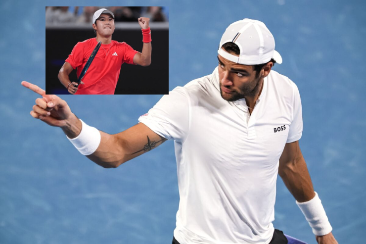 Berrettini (ảnh lớn) cũng có lần đầu tiên đấu Tien (ảnh nhỏ)