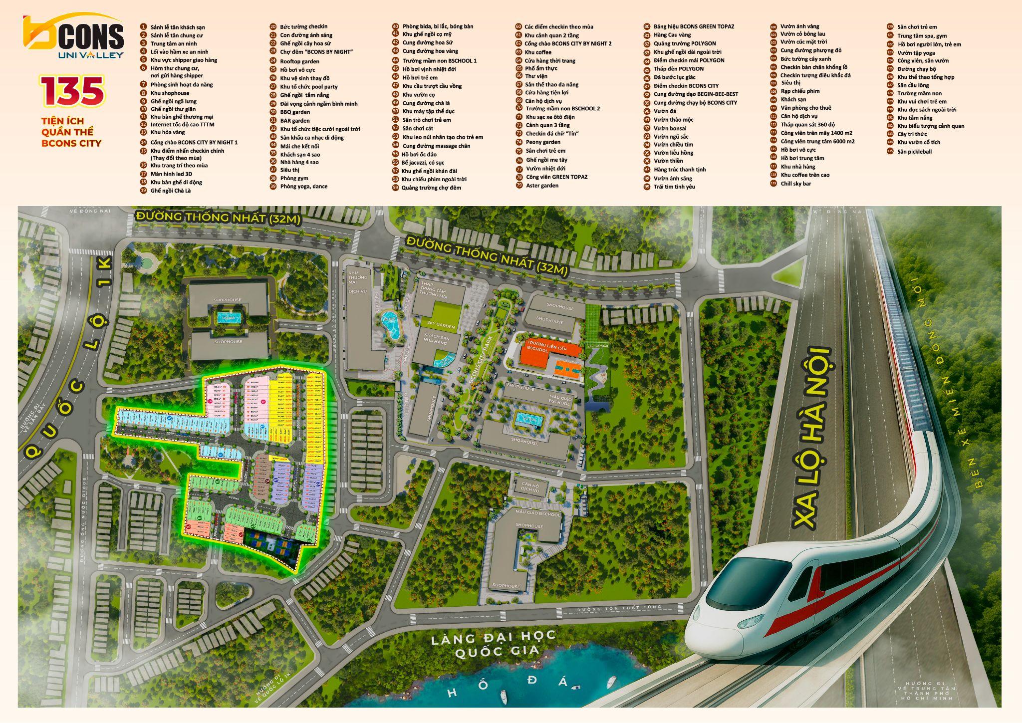 Mặt bằng Dự án Bcons Uni Valley