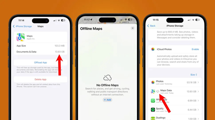 Lỗi lạ khiến Apple Maps ngốn hơn chục GB dung lượng lưu trữ.