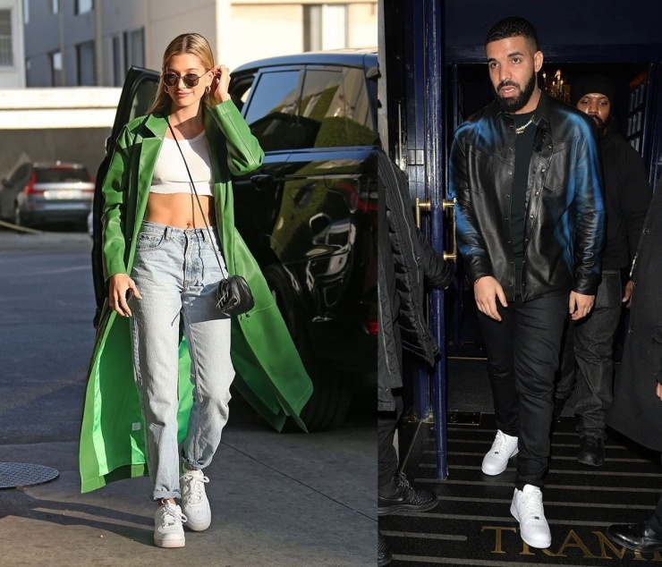 Nhiều ngôi sao lớn như Drake, Hailey Bieber... tạo nên xu hướng khi mang Nike Air Force 1.