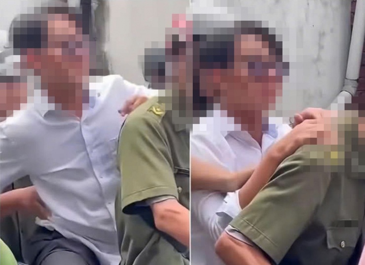 Hình ảnh ông T. được người dân quay video clip đăng tải trên mạng xã hội. Ảnh cắt từ clip