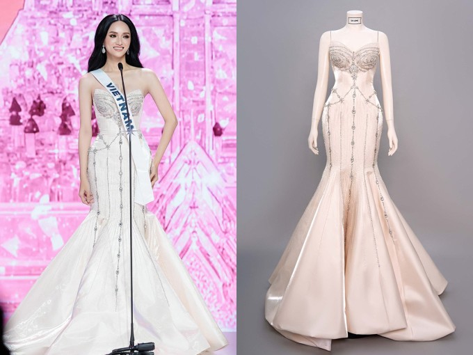 Chiếc đầm phong cách cổ điển của Hương Giang.