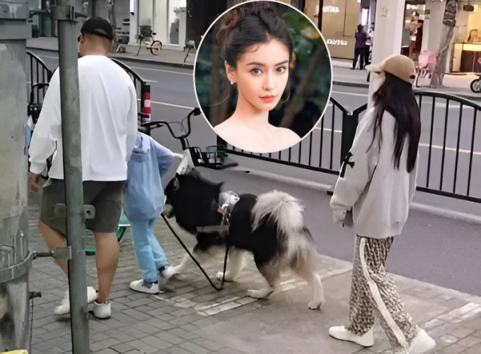 Angelababy và con trai đi chơi với một người đàn ông trung niên. Ảnh: Weibo