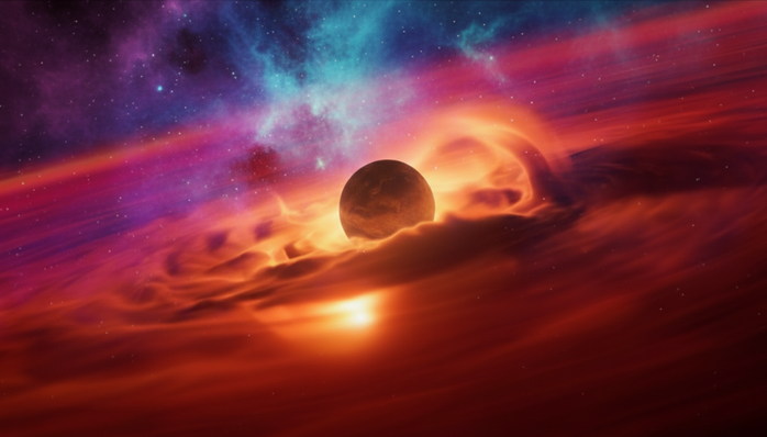 Hành tinh Cha 1107-7626 là một thế giới lang thang và ngấu nghiến lượng vật chất khổng lồ trên đường đi - Minh họa AI: Thu Anh