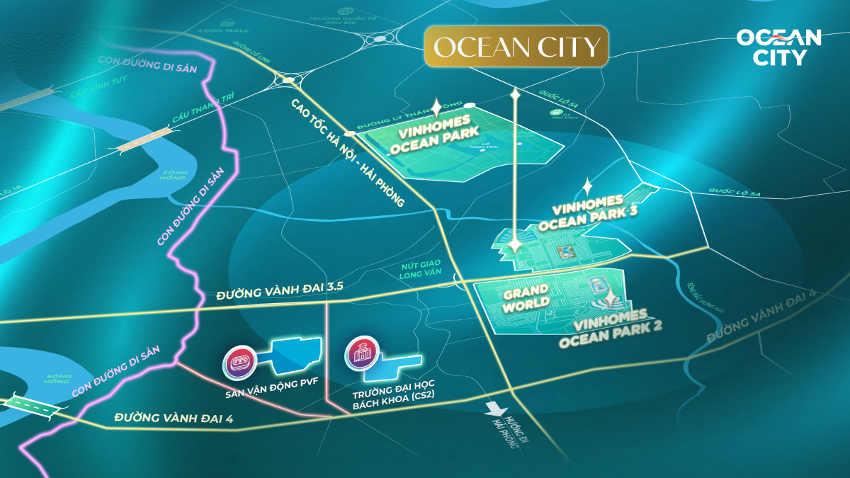 Ocean City dễ dàng kết nối nội đô chỉ từ 15 phút, kết nối liên vùng và quốc tế thuận lợi
