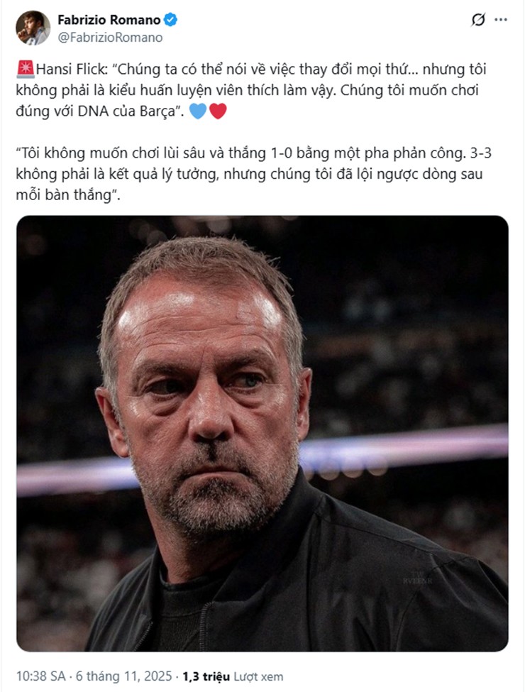 HLV Hansi Flick chia sẻ về chiến thuật của Barcelona