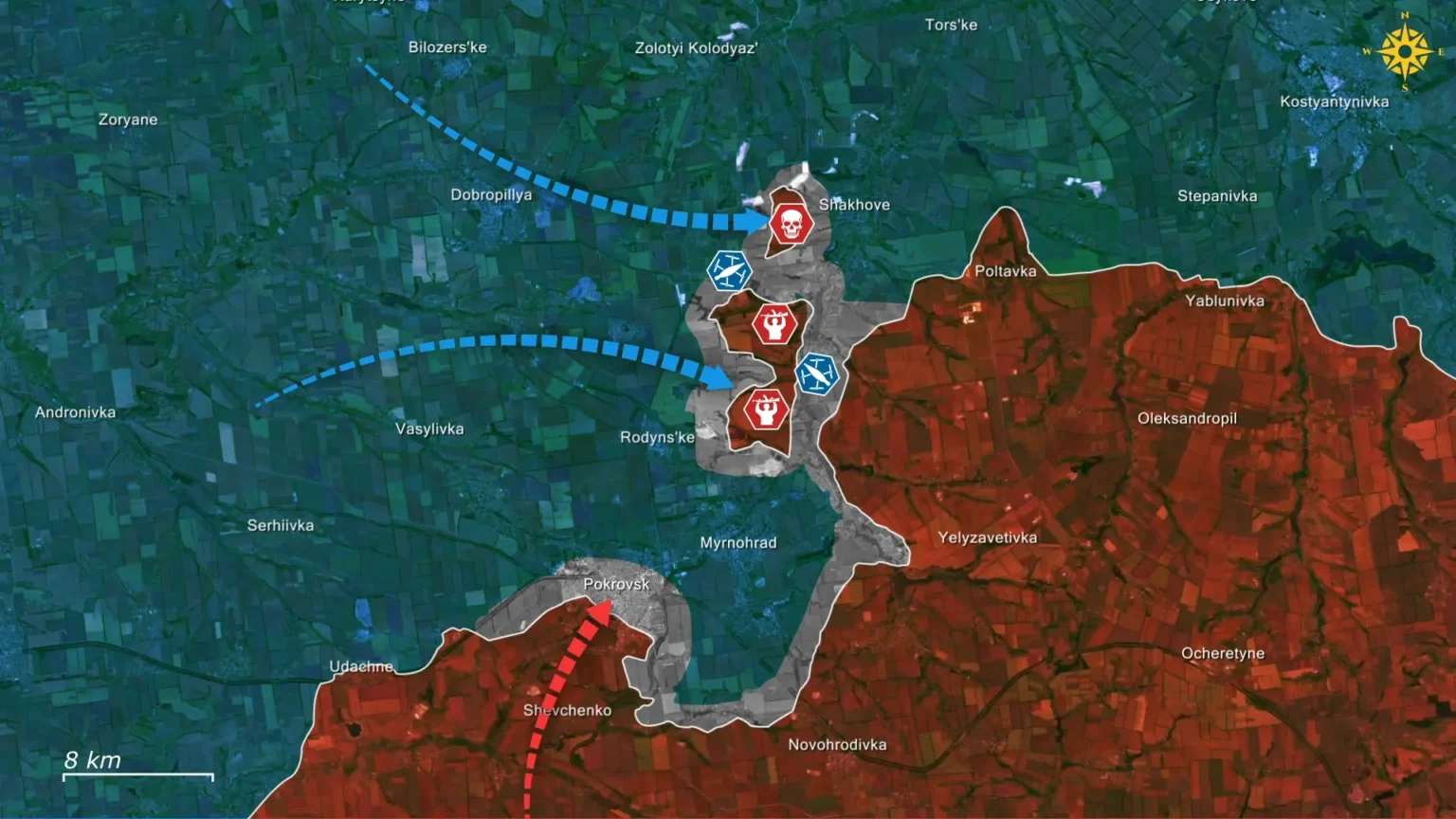 Ukraine phản công nhằm giải vây cho lực lượng ở hai thành phố Pokrovsk và Myrnohrad. Ảnh: Euromaidan Press.