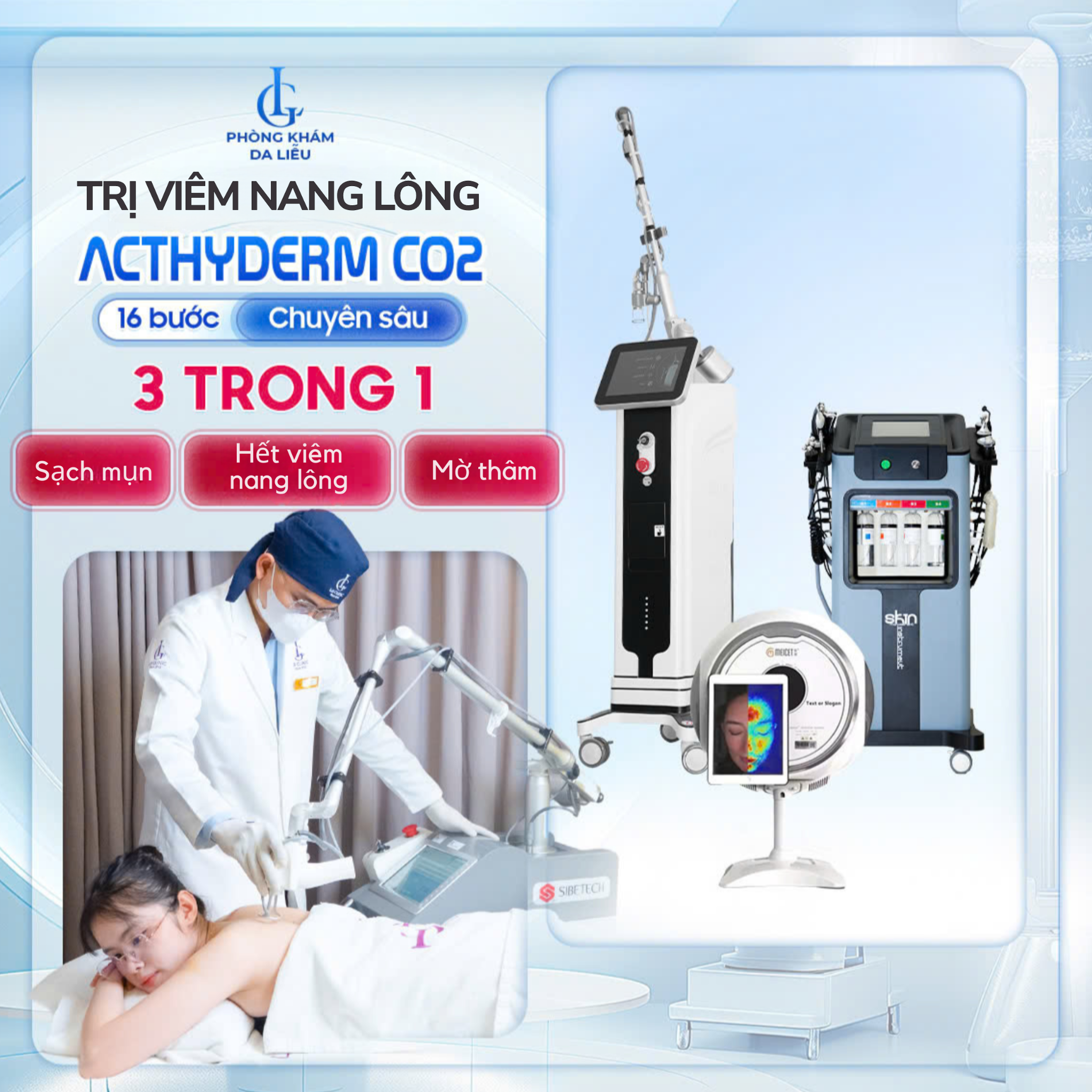 Acthyderm CO2 là công nghệ điều trị chuyên sâu cho viêm nang nang lông và các vấn đề da body