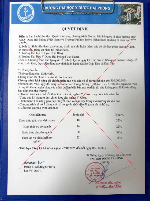Văn bản giả mạo Trường Đại học Y Dược Hải Phòng mới nhất đang lan truyền trên mạng xã hội.