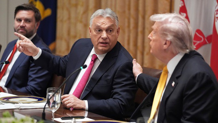 Thủ tướng Hungary Viktor Orban (giữa) và Tổng thống Mỹ Donald Trump. Ảnh: AP