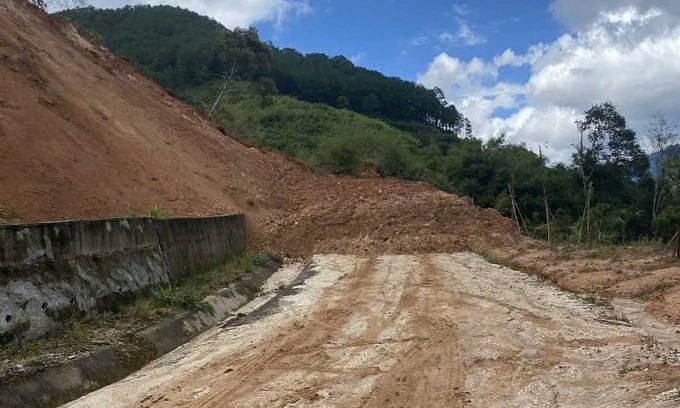 Hiện trường vụ sạt lở. Ảnh: Phạm Linh