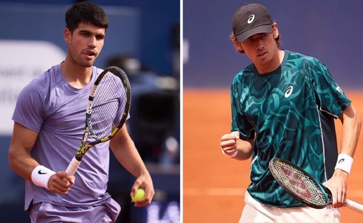 Alcaraz (bên trái) gặp Minaur (bên phải) ngày khai màn ATP Finals 2025