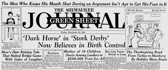 Một ấn bản của tờ The Milwaukee Journal ngày 29/11/1935 viết về "Cuộc đua cò". Ảnh: Fivethirtyeight