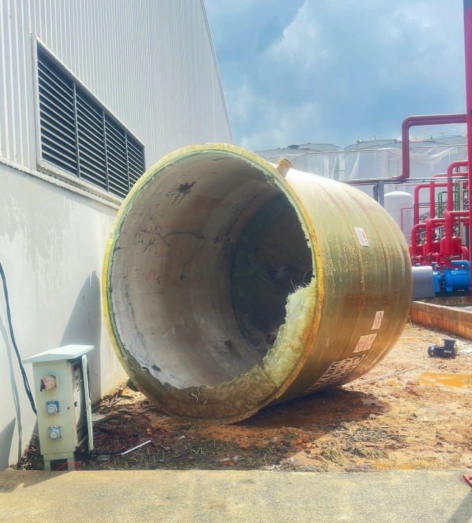 Hiện trường vụ nổ bồn chứa. Ảnh: Hoài Thanh