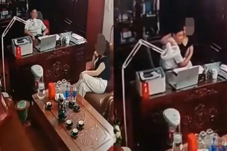 Người đàn ông xuất hiện trong loạt clip "thân mật" với nhiều phụ nữ được xác định là Chủ tịch HĐQT Trường THPT Tô Hiến Thành. Ảnh: Cắt ra từ clip