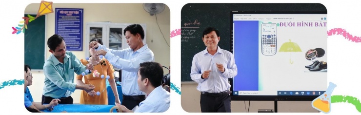 Thầy Phước chuẩn bị mô hình minh hoạ cho tiết học.