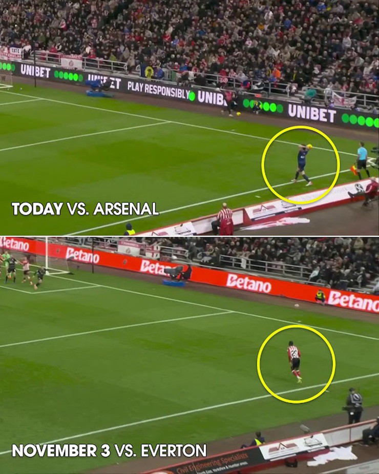 Sunderland khiến Arsenal không thể thoải mái ném biên xa.