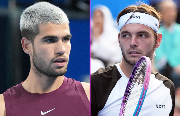 Alcaraz (bên trái) sẽ chơi với quyết tâm lớn nhất ở trận gặp Fritz (bên phải)