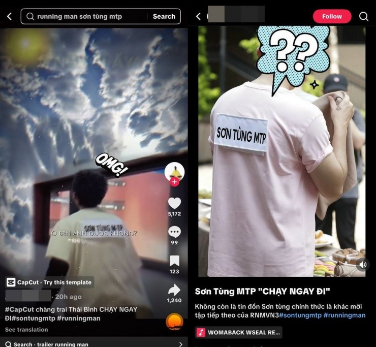 Bài đăng về hình ảnh Sơn Tùng M-TP tham gia Running Man Vietnam mùa 3.