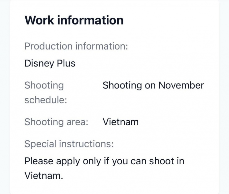 Thông tin tuyển diễn viên phụ (quần chúng) được lan truyền.
