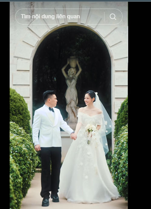 Trên trang cá nhân TikTok, Hương Liên đăng tải video bên chồng. Cô chú thích: 'Hai trái tim cùng đan lấy nhau'. Ảnh: TikTok Hương Liên.