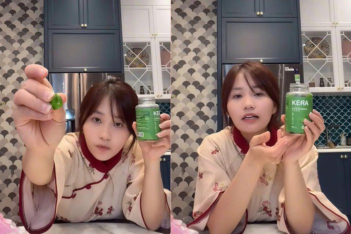 Phạm Thị Nhật Lệ trong một lần livestream bán kẹo Kera