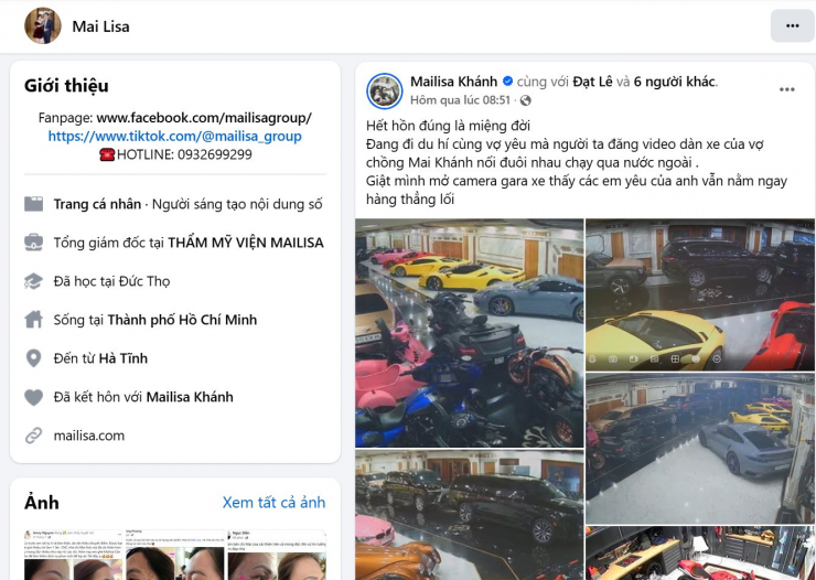 Hình ảnh dàn siêu xe đang trưng bày trong gara biệt thự được cho là của vợ chồng thẩm mỹ viện Mailisa cập nhật vào sáng 12/11.