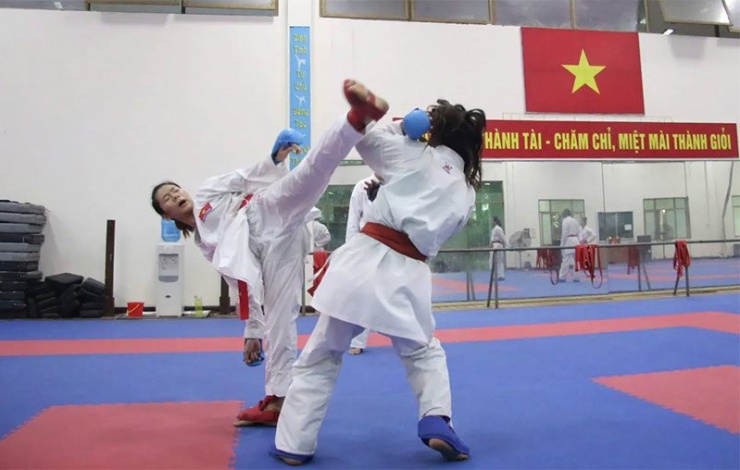 Đội tuyển Karate tập luyện chuẩn bị cho SEA Games 33.